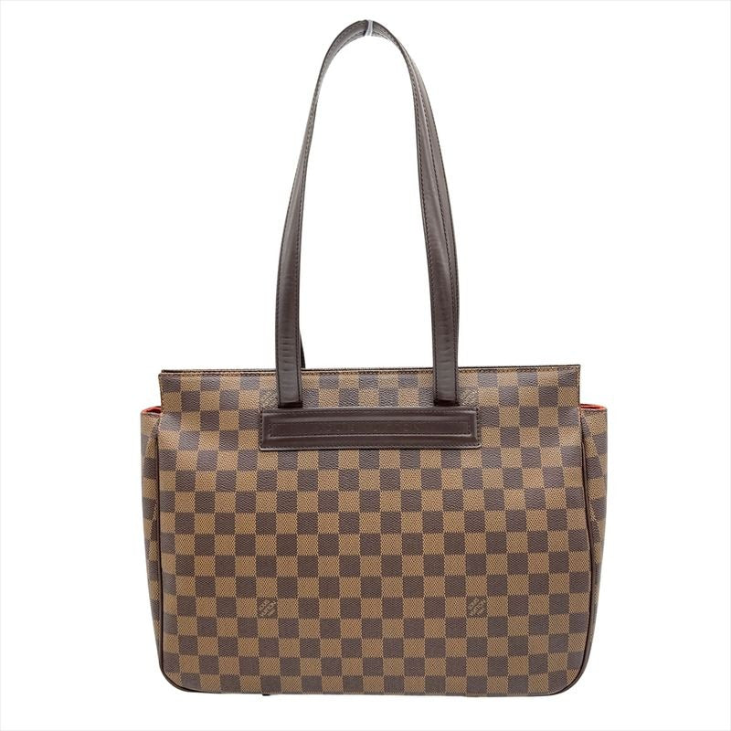 Louis Vuitton Vallioli PM Tote Bag Damier Ebene Brown Gold Hardware