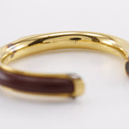 Hermes Vintage Gold Plated and Leather Brown 36.3 g Bangle — view 4