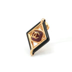 Chanel Brooch Corsage Gold Red Black Pin Diamond Shape Coco Mark — view 2