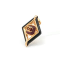 Chanel Brooch Corsage Gold Red Black Pin Diamond Shape Coco Mark