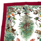 Hermes Scarf Carre 90 Equateur Equatorial Animal Bird All Over Pattern Silk Red — view 2