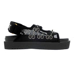 Gucci Sandals Crystal Belt Black Size 36 GG Logo Mesh — view 2