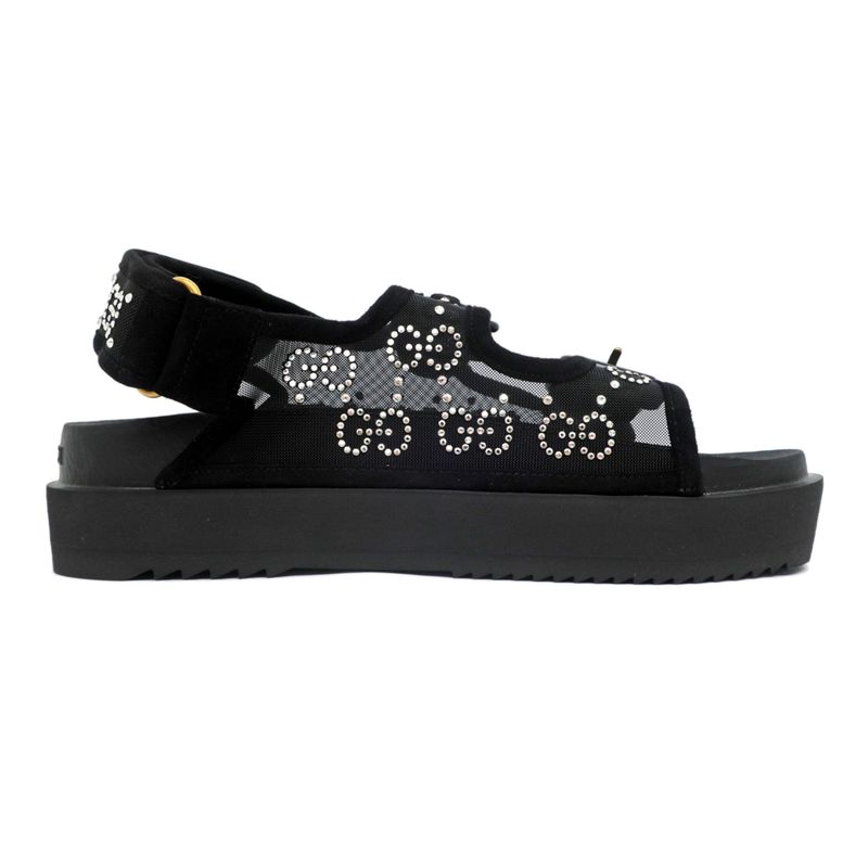 Gucci Sandals Crystal Belt Black Size 36 GG Logo Mesh — view 2