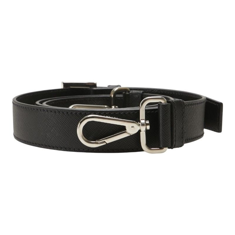 Prada Logo Black Saffiano Leather Belt — view 2