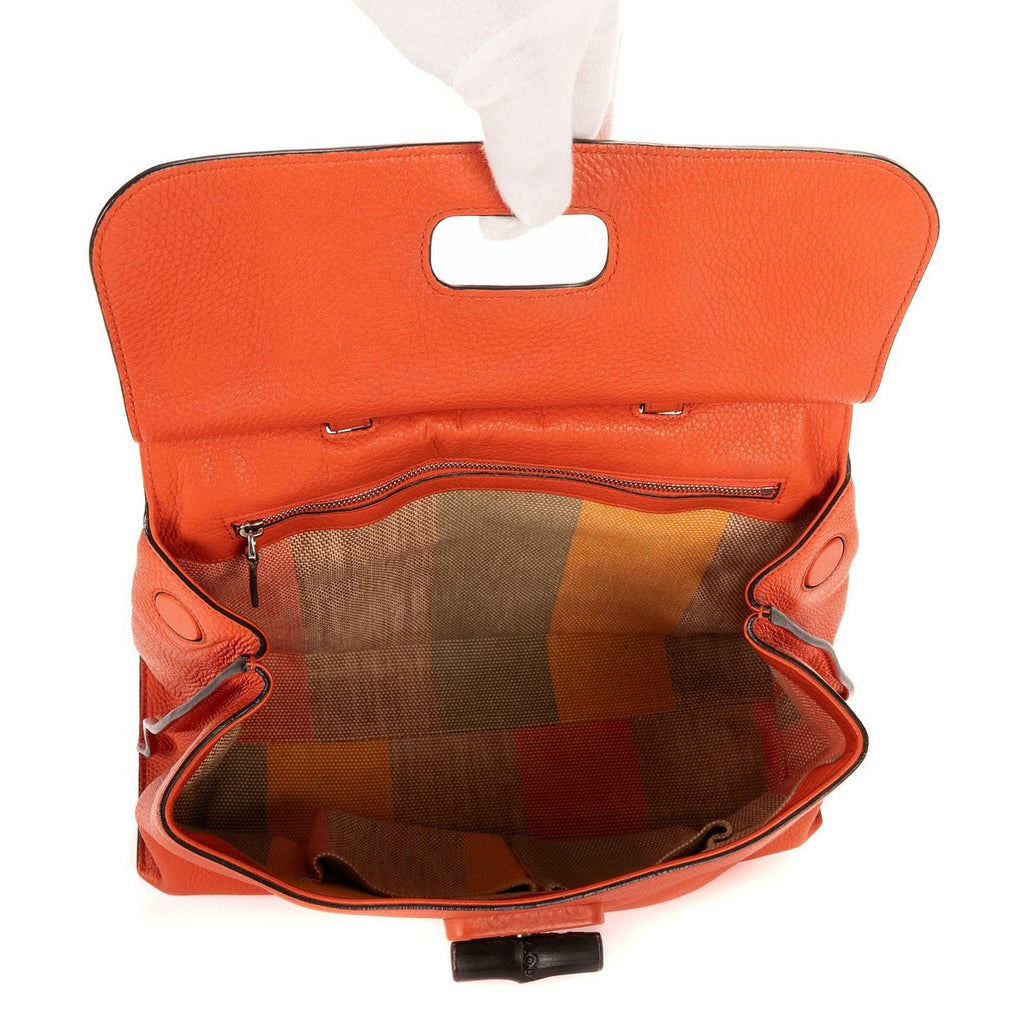 Gucci Large Daily Top Handle Orange Grain Leather — view 9