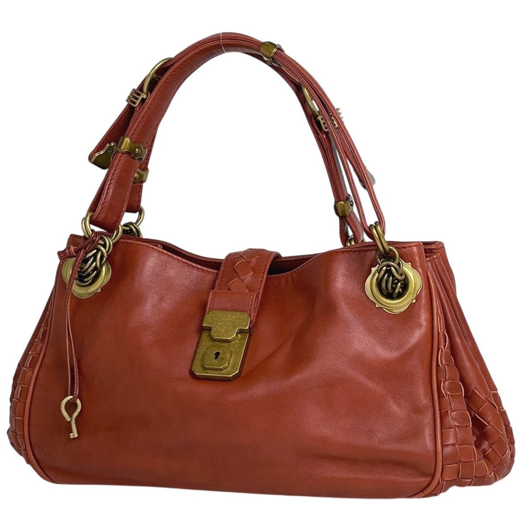 Bottega Veneta Intrecciato Shoulder Bag Leather Brown