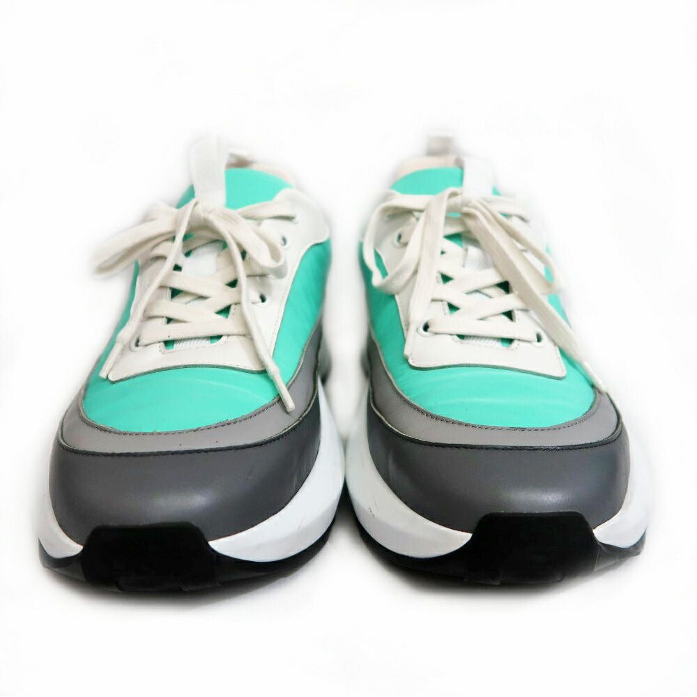 Hermes Glam Sneakers 41 Nylon Leather Blue Green Shoes — view 3