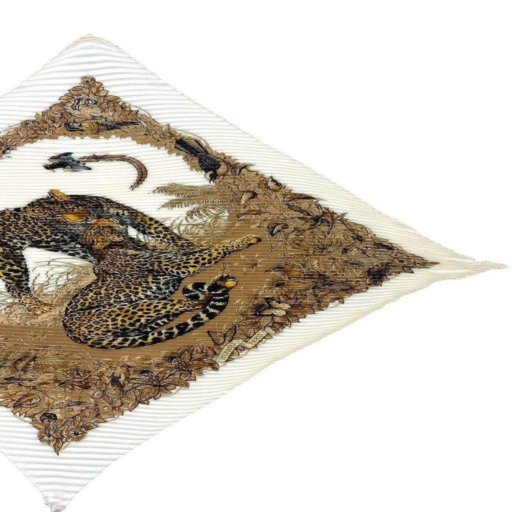 Hermes Scarf Pleated Silk Dip Dye Jungle Love White — view 3