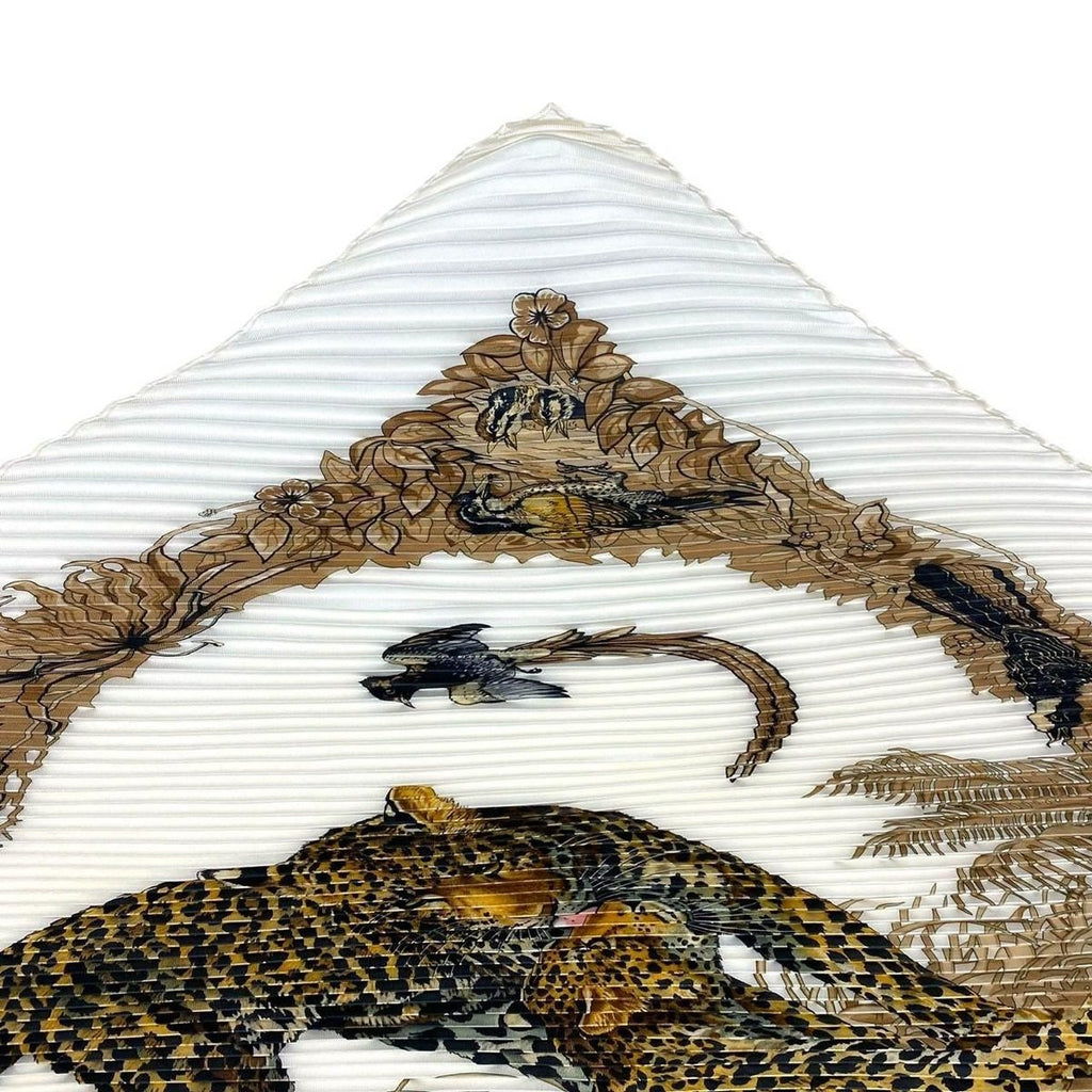 Hermes Scarf Pleated Silk Dip Dye Jungle Love White — view 4