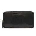 Chanel CC Logo Zip Around Wallet Enamel Patent Leather Black Silver Har