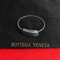 Bottega Veneta Intrecciato Silver Plated Bracelet Bangle Men Women 35993