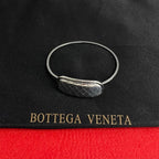 Bottega Veneta Intrecciato Silver Plated Bracelet Bangle Men Women 35993