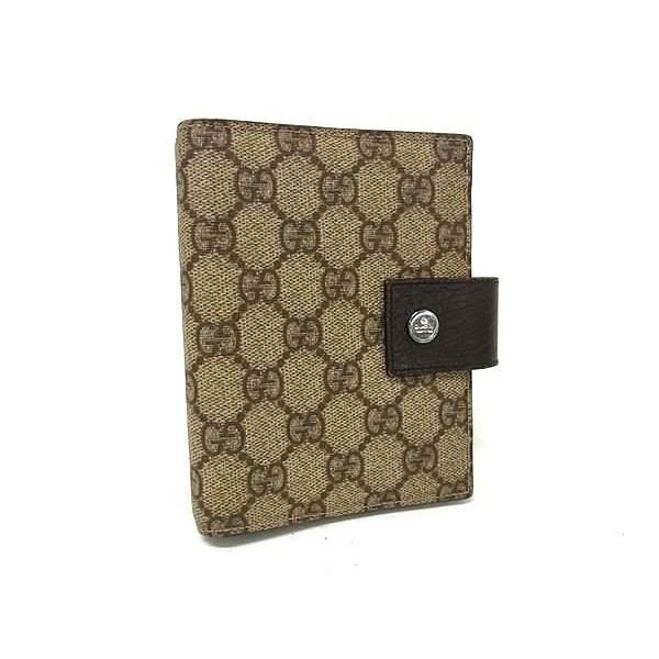Gucci Notebook Cover GG Supreme Beige Brown Leather System 6 Holes Agenda