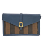 Fendi Pecan Pattern 8 M0284 Leather Canvas Blue Brown Clutch Bag 0475 — view 2