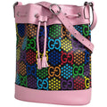 Gucci GG Psychedelic Shoulder Bag Star Drawstring Black Multicolor - Pink