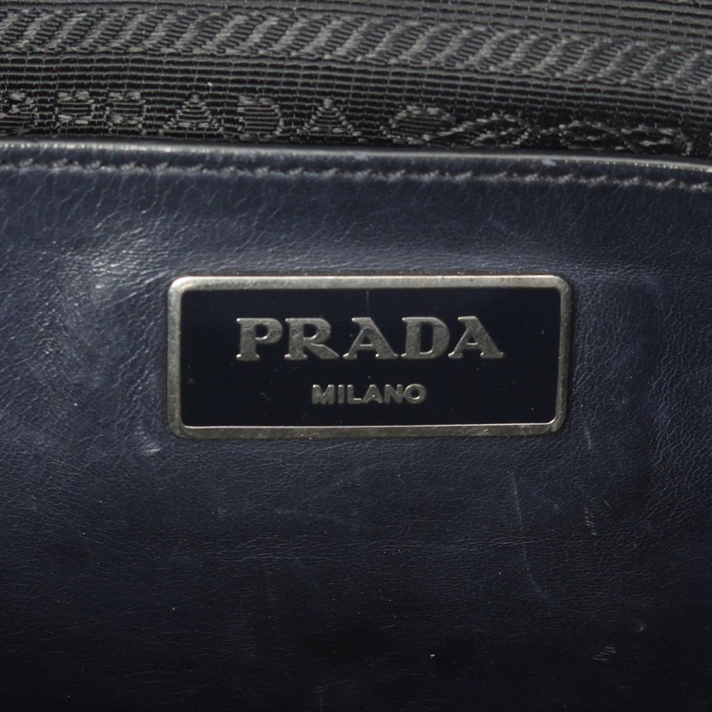 Prada Handbag Navy Leather Triangle Logo 2-Way — view 4