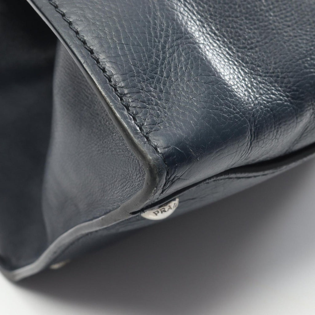 Prada Handbag Navy Leather Triangle Logo 2-Way — view 7