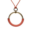 Hermes Long Necklace Loup Grand Coral Leather
