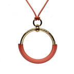 Hermes Long Necklace Loup Grand Coral Leather