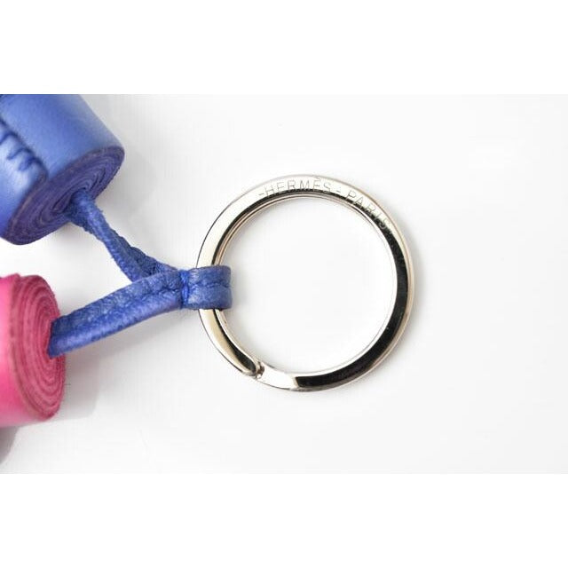 Hermes Key Ring Holder Carmen Urdos Tassel Charm Blue Fuchsia — view 3