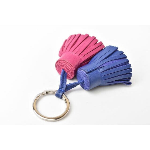 Hermes Key Ring Holder Carmen Urdos Tassel Charm Blue Fuchsia — view 4