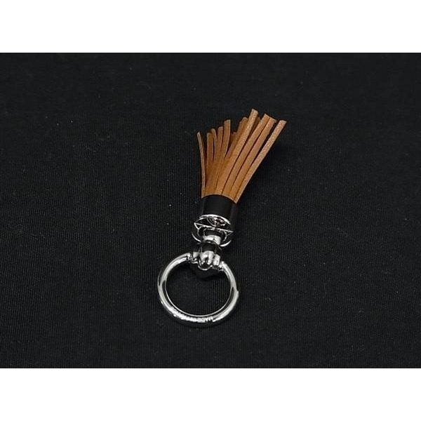 Hermes Cell Pom Pom Agneau Milo Twilly Ring Brown Silver