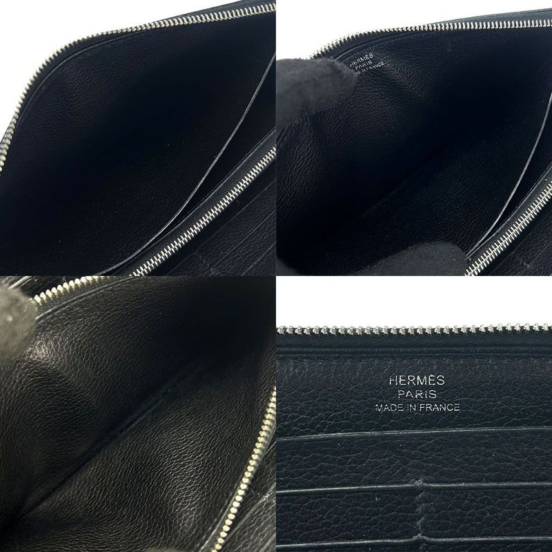 Hermes Round Zipper Long Wallet Azapplong Classiccles Zarj Engraved Silverhardw — view 7