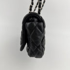 Chanel CC Logo Bubble Quilt Chain Shoulder Bag Black Leather Vintage — view 6