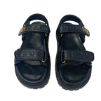Christian Dioract Sandals Shoes Calfskin Black Gold Logo Cannage Quilted Sports — view 2