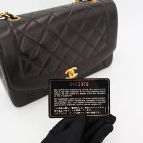 Chanel Quilted Diana Chain Shoulder Bag Black Lambskin — view 8