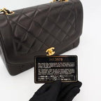 Chanel Quilted Diana Chain Shoulder Bag Black Lambskin — view 8