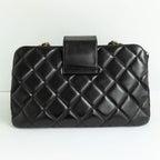 Chanel Quilted Chain Shoulder Bag Bow-ring Black Antique Hardware No — view 3