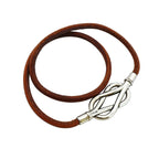 Hermes Bracelet Head Metal Leather Silver Brown — view 2