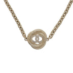 Chanel CC Logo Chain Choker Pendant Necklace Metal