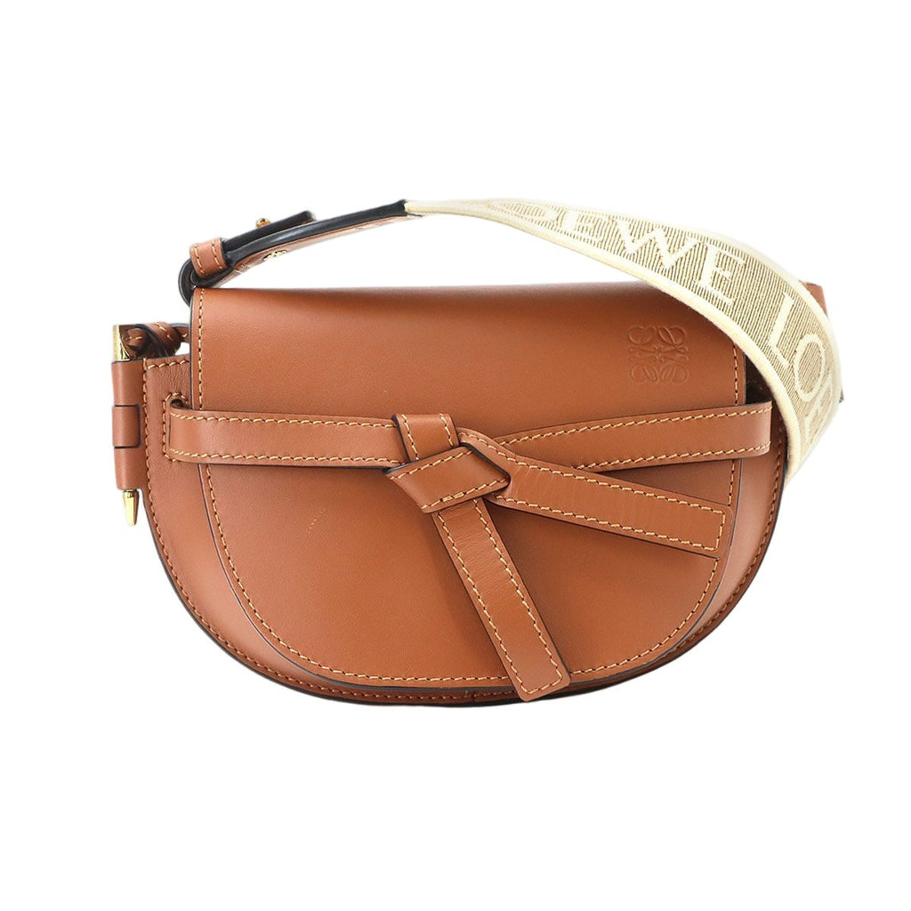 Loewe Gate Dual Mini Shoulder Bag Leather Brown Gold