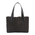 Chanel New Travel Line Tote PM Nylon Jacquard Leather Dark Brown Vintage