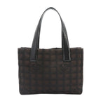 Chanel New Travel Line Tote PM Nylon Jacquard Leather Dark Brown Vintage