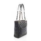 Chanel Tote Quilted Petite Shopping PST Black Leather Chainto — view 2
