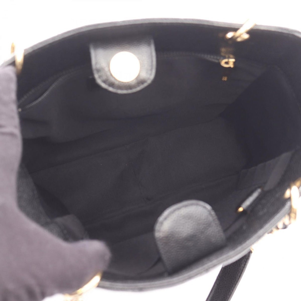 Chanel Tote Quilted Petite Shopping PST Black Leather Chainto — view 3