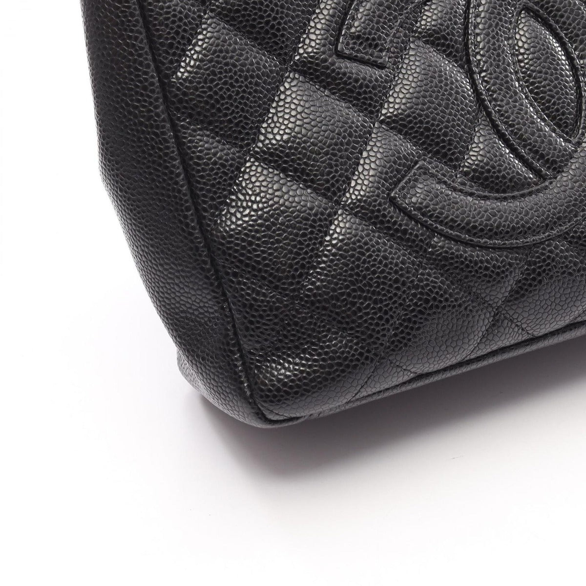 Chanel Tote Quilted Petite Shopping PST Black Leather Chainto — view 7