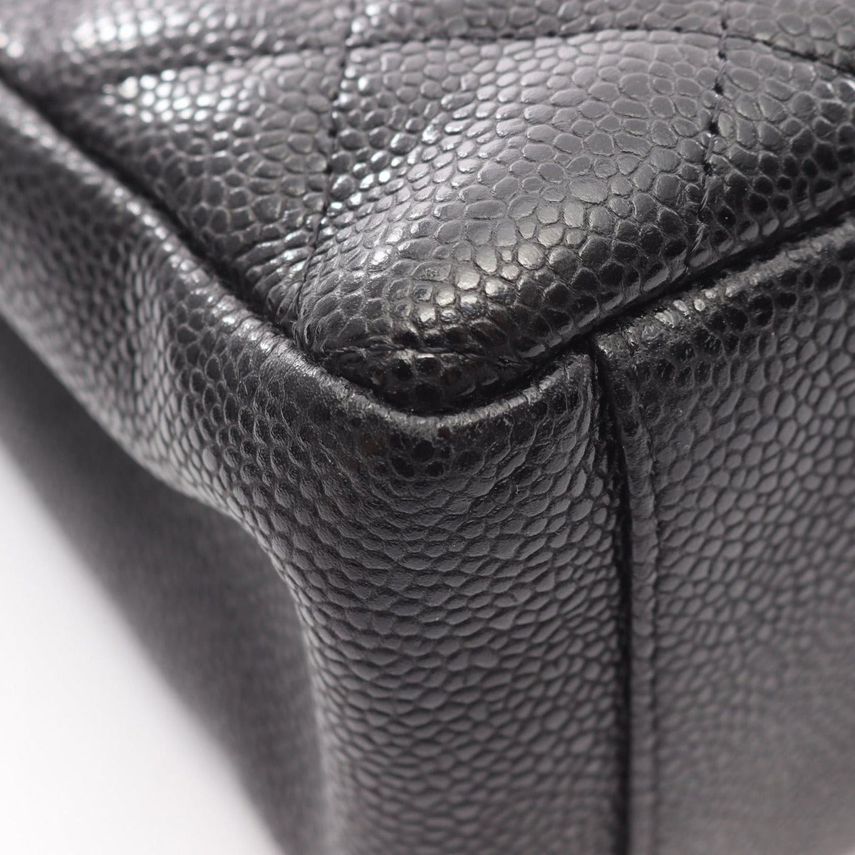 Chanel Tote Quilted Petite Shopping PST Black Leather Chainto — view 8