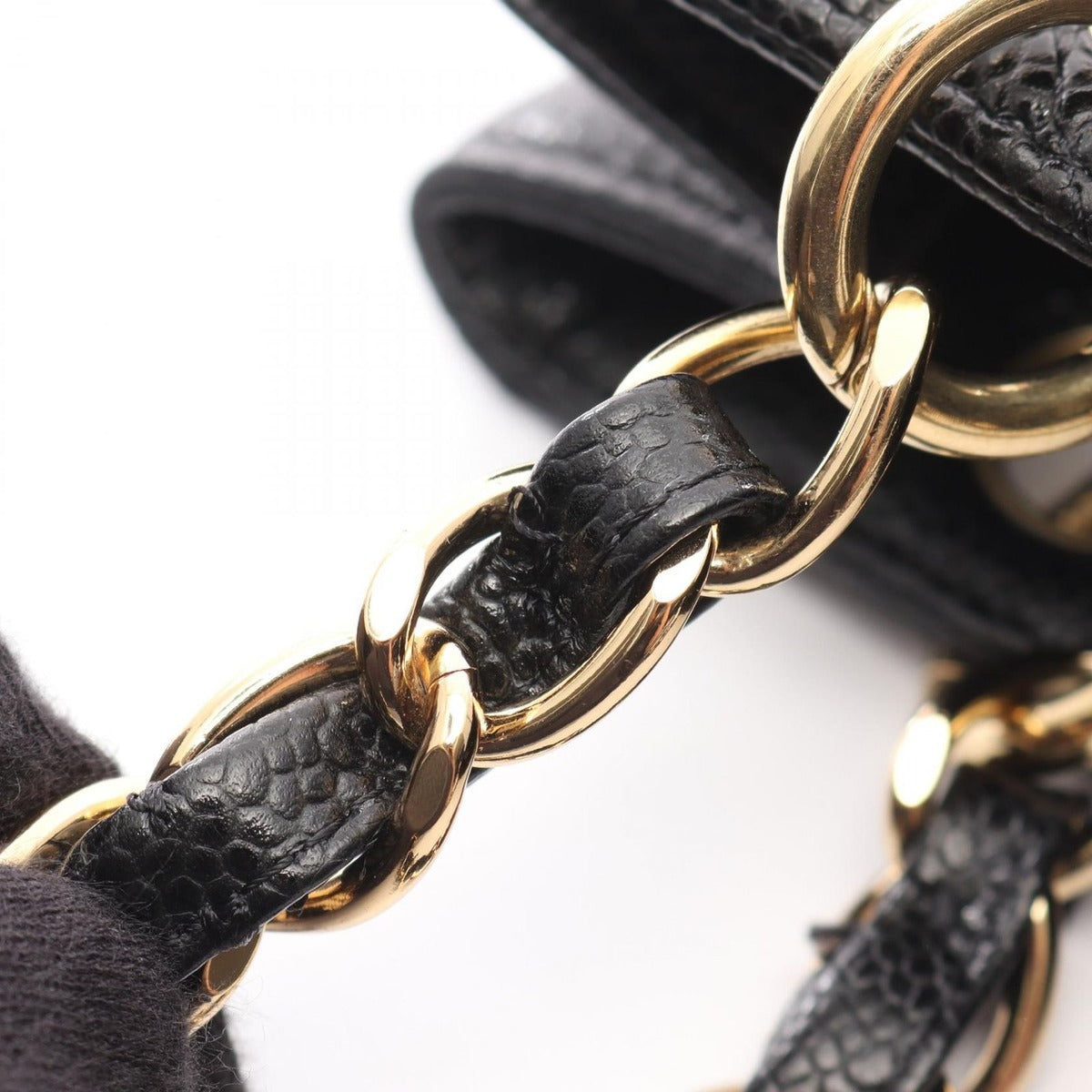 Chanel Tote Quilted Petite Shopping PST Black Leather Chainto — view 9