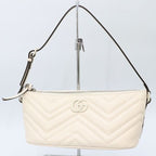 Gucci White Leather GG Marmont One Shoulder Bag