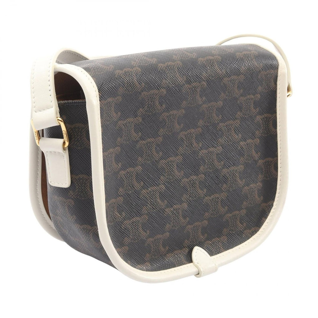 Celine Shoulder Bag Folco Triomphe Black White Canvas — view 2