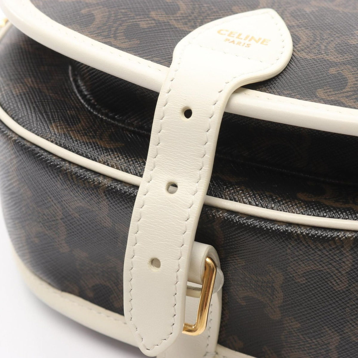 Celine Shoulder Bag Folco Triomphe Black White Canvas — view 7