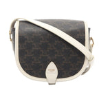 Celine Shoulder Bag Folco Triomphe Black White Canvas