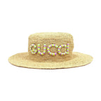 Gucci Straw Hat S Size 56 cm Beige Multicolor