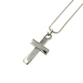 Dior D Logo Cross Motif Metal Silver Necklace