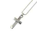 Dior D Logo Cross Motif Metal Silver Necklace