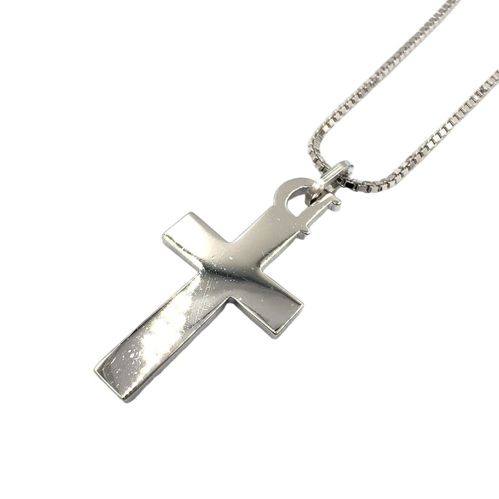 Dior D Logo Cross Motif Metal Silver Necklace — view 2